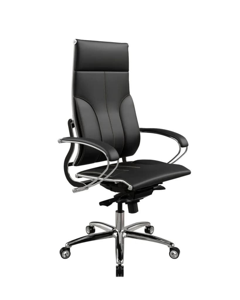 Кресло METTA Move L1-10K — Genuine Черный, отделочная строчка бежевого цвета
